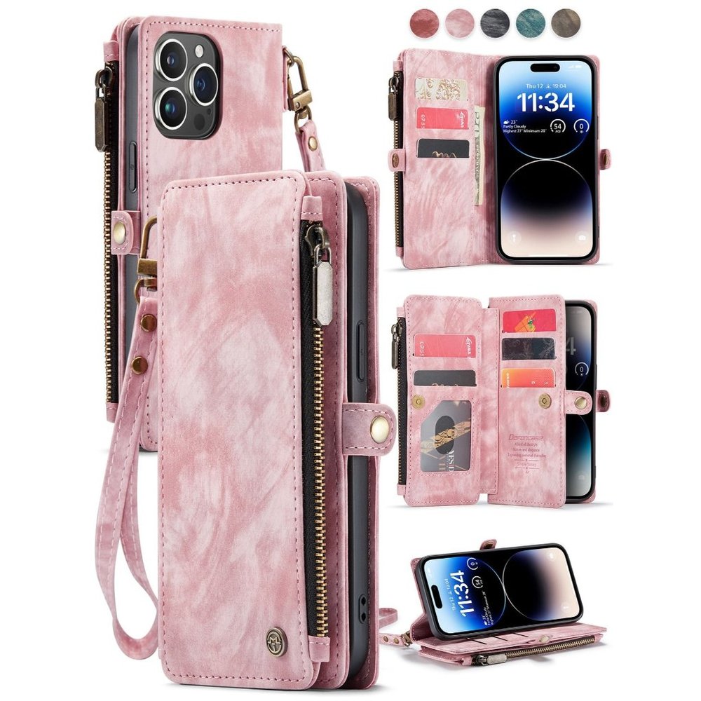 iPhone 14 Zipper Wallet Phone Case with Card Holder